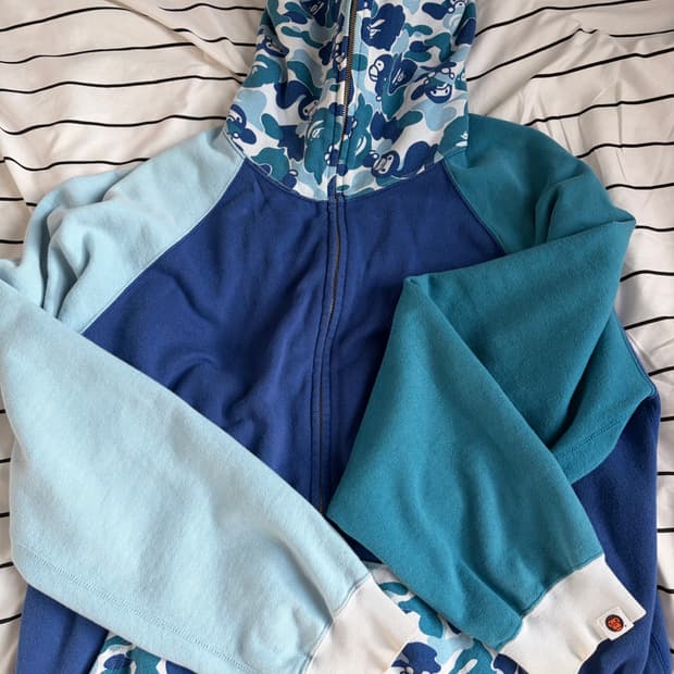 BAPE 베이프 BABY MILO 카모 샤크 후드집업 블루 L / 배색 