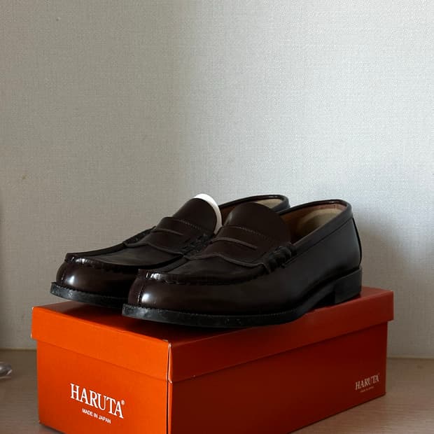 하루타 소가죽 로퍼 280 EEE 브라운