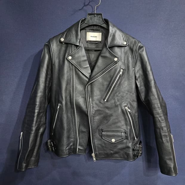남성 블랙 가죽 라이더 자켓 95