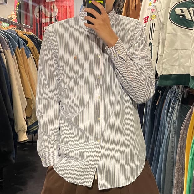 [IM] Polo 폴로 핑크블루 스트라이프 긴팔셔츠