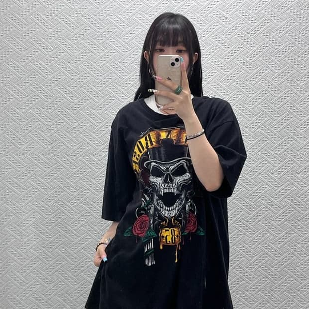 건스앤로지스 빈티지 스트릿 락펑크 스컬플라워 반팔티 XXL C12960