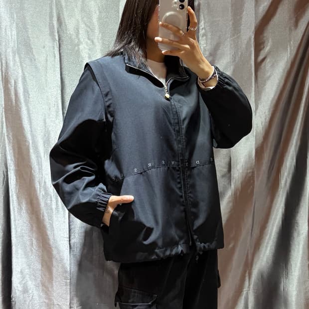 S 베르사체 펄 스펠링 라인 나일론 자켓