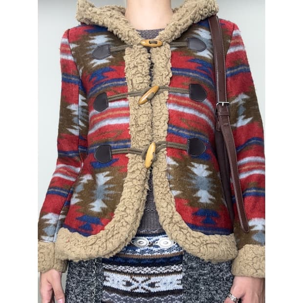 빈티지 노르딕 히피 더플 자켓 무스탕