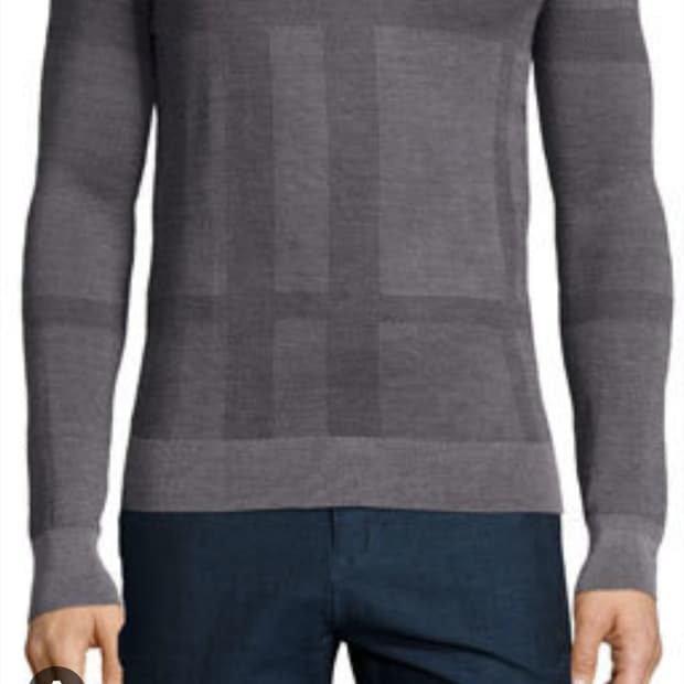 버버리 톤온톤 체크 크루넥 스웨터 실크100프로