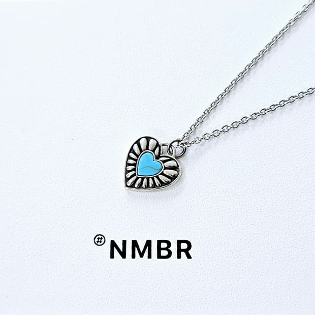 [남녀공용]넘버링 터콰이즈 하트 목걸이 [정품/풀구성]