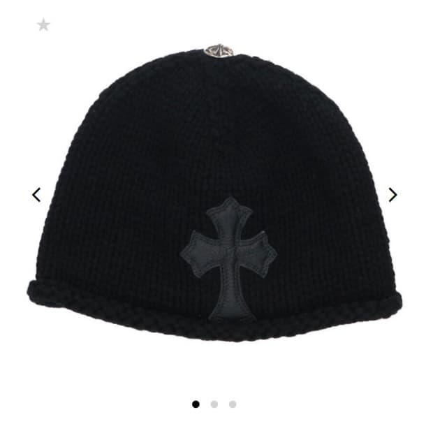 크롬하츠 캐시미어 크로츠 레더 패치 비니