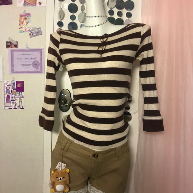 brown choco stripe top