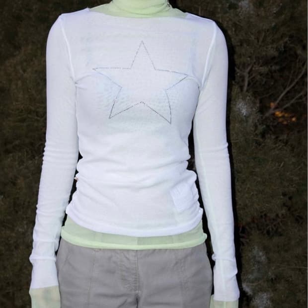 영마일웨어 레이어드 스타 메쉬 탑-그레이