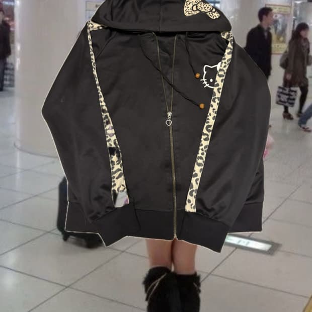 갸루 레오파드 키티 집업 오네갸루 히메갸루 산리오 