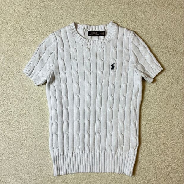 폴로 랄프로렌 코튼 우먼 꽈배기 반팔 니트 PN7163