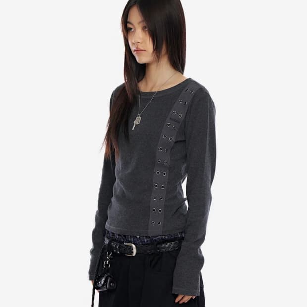 아캄 사이드 아일렛 롱슬리브 다크그레이 1사이즈