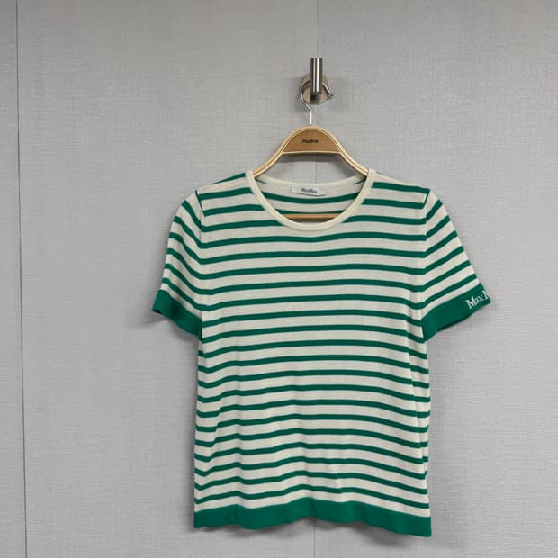 막스마라 스트라이프 니트 반팔 티셔츠