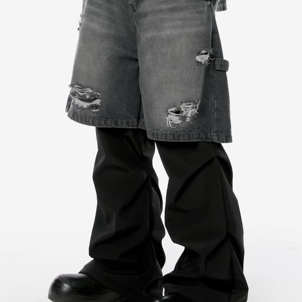 플레버리즘 하이브리드 레이어드데님 트랙팬츠 