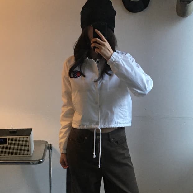 챔피온 빅로고 나일론 크롭자켓