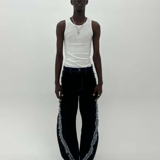 데님 나일론 트위스트 팬츠