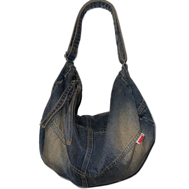 스컬프터 워시드 데님 더플백 