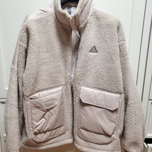 아디다스 빅포켓 보아 플리스 쉐르파 후리스 집업 자켓 베이지 L
