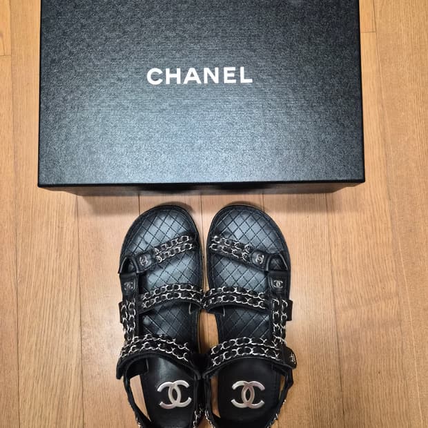 (정품) 샤넬 24SS 벨크로 샌들 38 (명품 여자 신발 슬리퍼 뮬 스