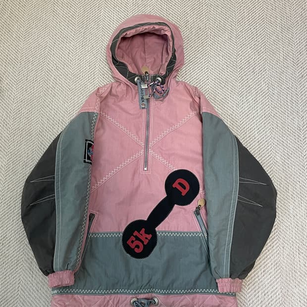 8~90s 데상트 패널 배색 후드 아노락 재킷