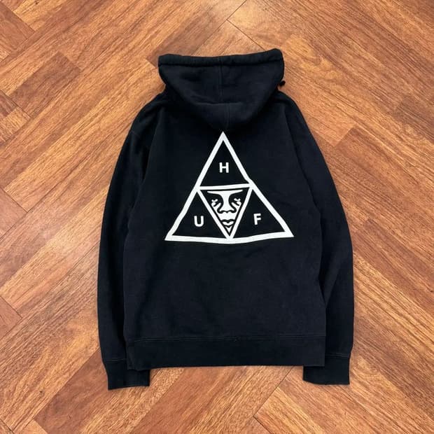 S(100) OBEY x HUF 오베이 허프 콜라보 후드 티셔츠