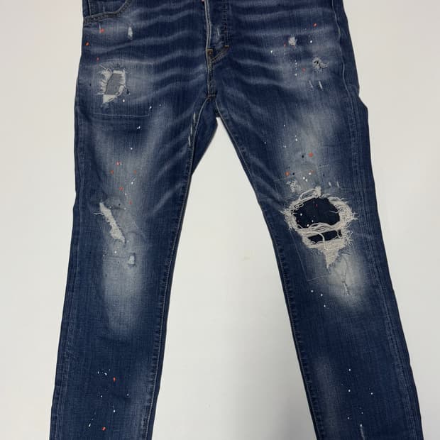 디스퀘어드2 페인트 워싱 버튼 데님팬츠 52
