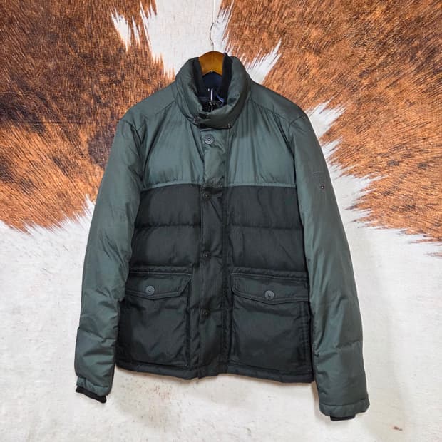 타미힐피거 배색 다운 패딩 점퍼