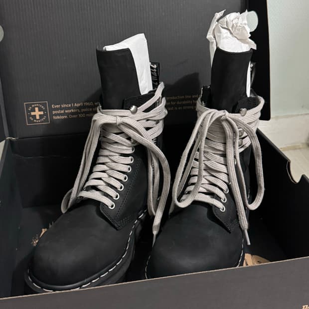 [uk 6] 닥터마틴 릭오웬스 쿼드 솔 스틸 토 부츠 블랙