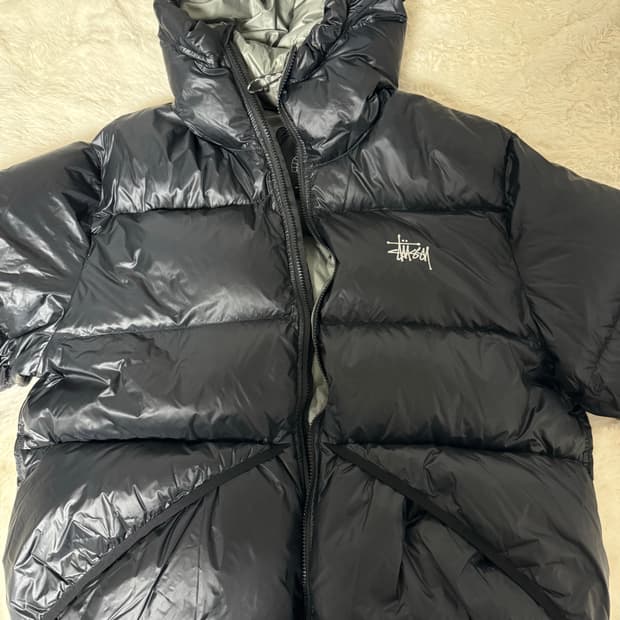 스투시 다운 파카 마이크로 립스탑 팬텀 블랙 L