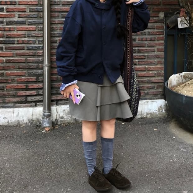 언발 캉캉 밴딩 스커트
