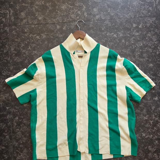 자라 스트라이프 반팔 니트 폴로티셔츠 -L