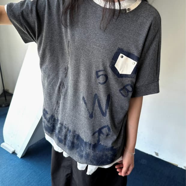 Wide design printing pocket t-shirt