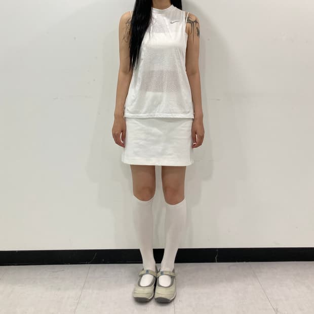 Stitch white mini sk