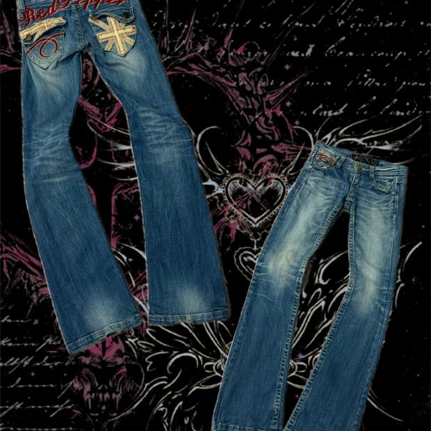 Y2K Red peper embroidery low-rise pants