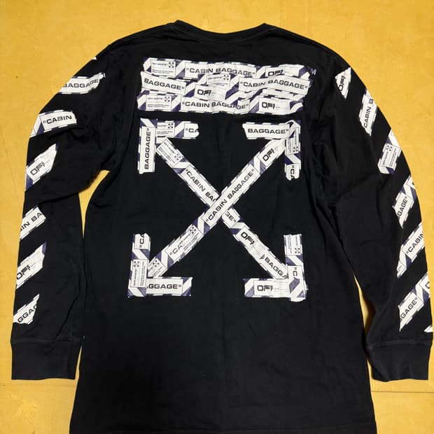 Off white 오프화이트 에어포트 테이프 긴팔 티셔츠 XXL 110 
