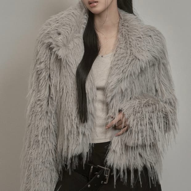 카키포인트 샤기 퍼 자켓