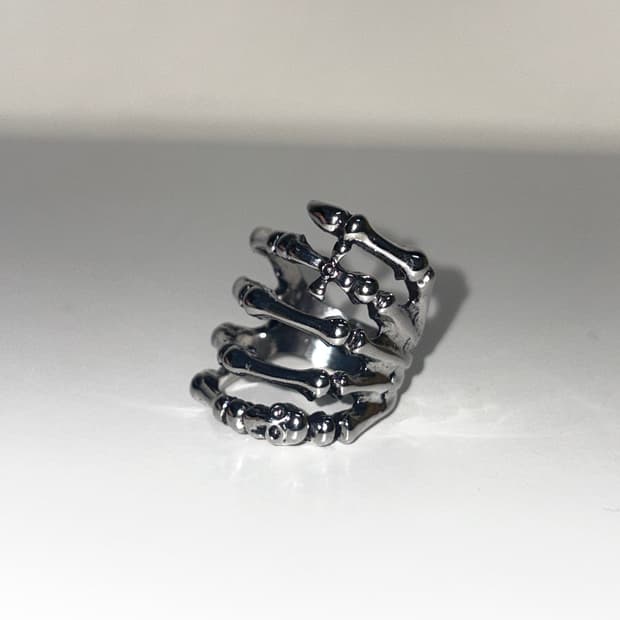 빈티지 무드 스켈레톤 크로스 링 반지