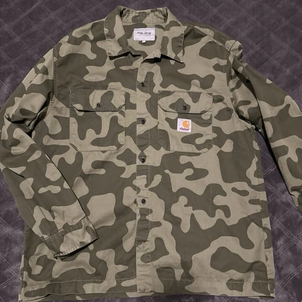 23FW 팔라스 x 칼하트 WIP 롱슬리브 마스터 셔츠 달러 그린 카모