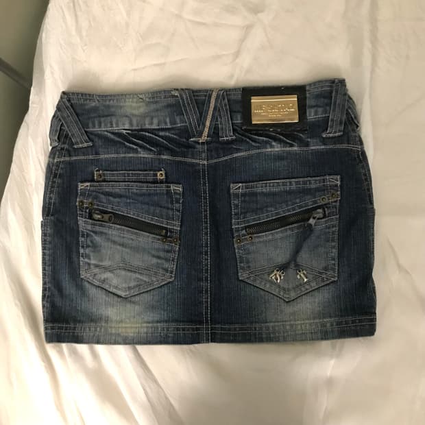 Vintage 고스펑크 갸루 로우 워싱 데님 초미니스커트