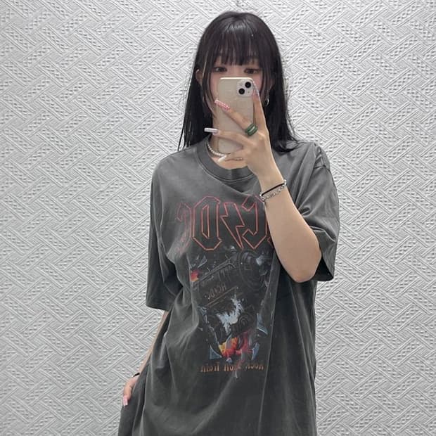 에이씨디씨 빈티지 스트릿 락펑크 프린팅 반팔티 M C13264