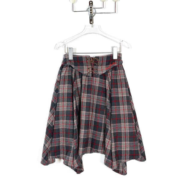  빈티지 체크 레이어드 스커트