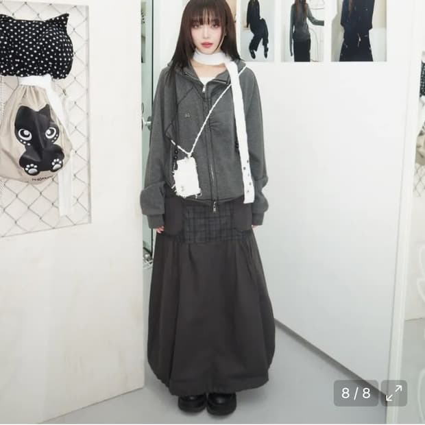 허그유어스킨 하이넥 후드집업