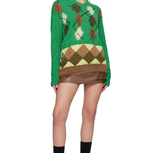 앤더슨벨 아가일 패턴 니트 그린