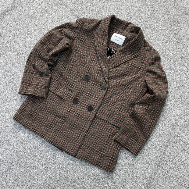 82 쥬시꾸뛰르 여성 울 체크 더블 자켓 0319J