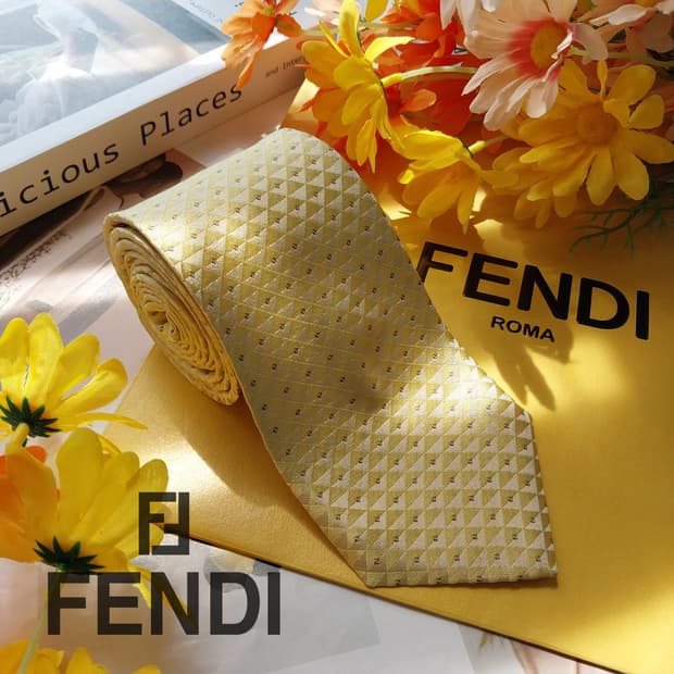 펜디 넥타이 레몬 컬러 로고 패턴 8.4cm A+~A등급 K2589