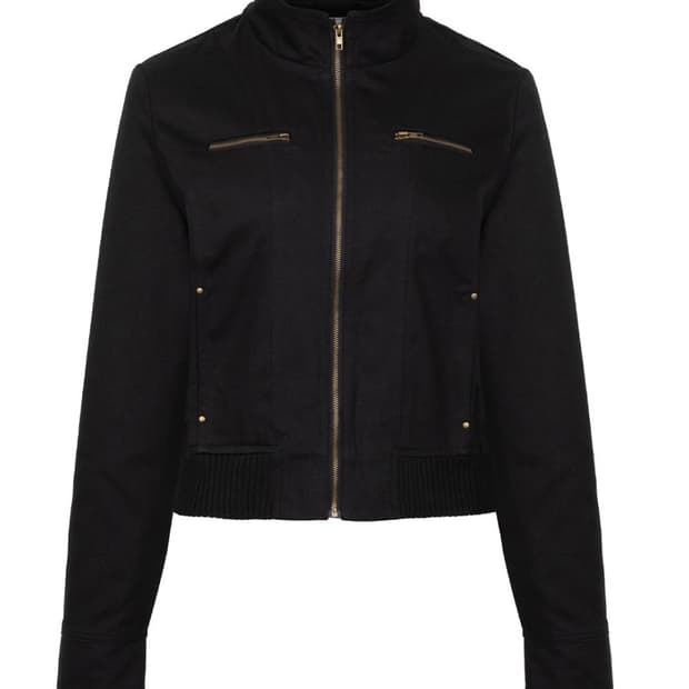 러프넥 COTTON BLOUSON JACKET BLACK