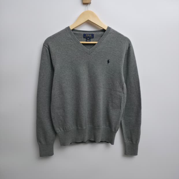 [S] 폴로 랄프로렌 엘보패치 브이넥 니트 그레이