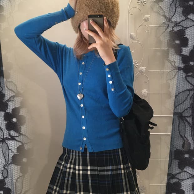 jpn vintage blue button cardigan