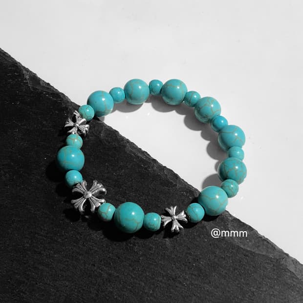 (Unisex) 크로스 터키석 팔찌1