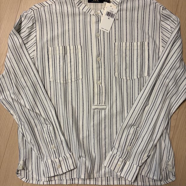 [새제품, XL] rrl 헨리넥 스트라이프 팝오버 셔츠