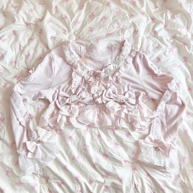 리즈리사 볼레로 리본 레이스 가디건 핑크 엔젤릭프리티 베이비더스타 양산형